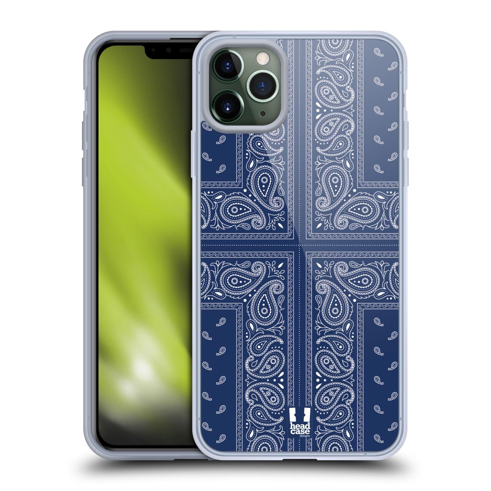 **Head Case Designs Cross Blue Classic Paisley Bandana Soft Gel Phone Case for Apple iPhone 11 Pro Max - Stylish & Protective Cover for Everyday Use, Travel & Outdoor Activities**