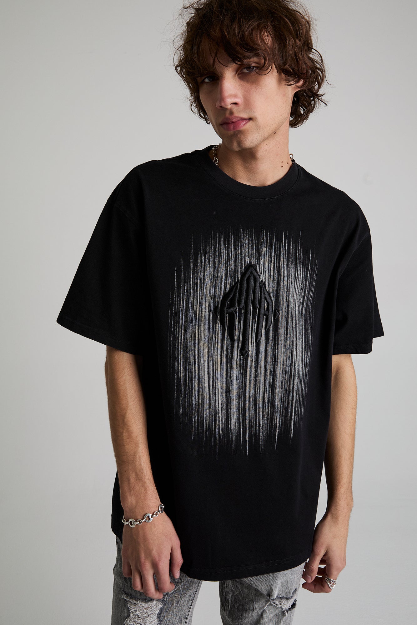 Colin Oversized Short Sleeve T-Shirt - Black Monogram Print | Casual Streetwear & Summer Essential for Men