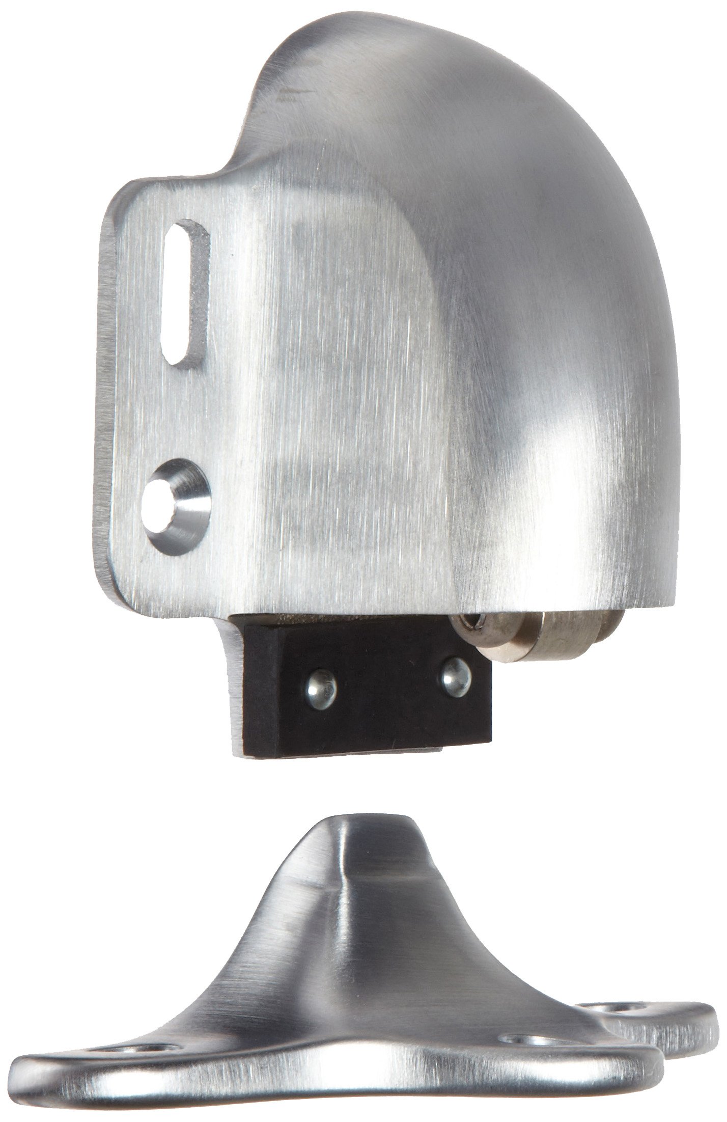 Rockwood 491.26D Automatic Door Holder with Stop - Brass Floor Mount, Satin Chrome Finish, 1/2