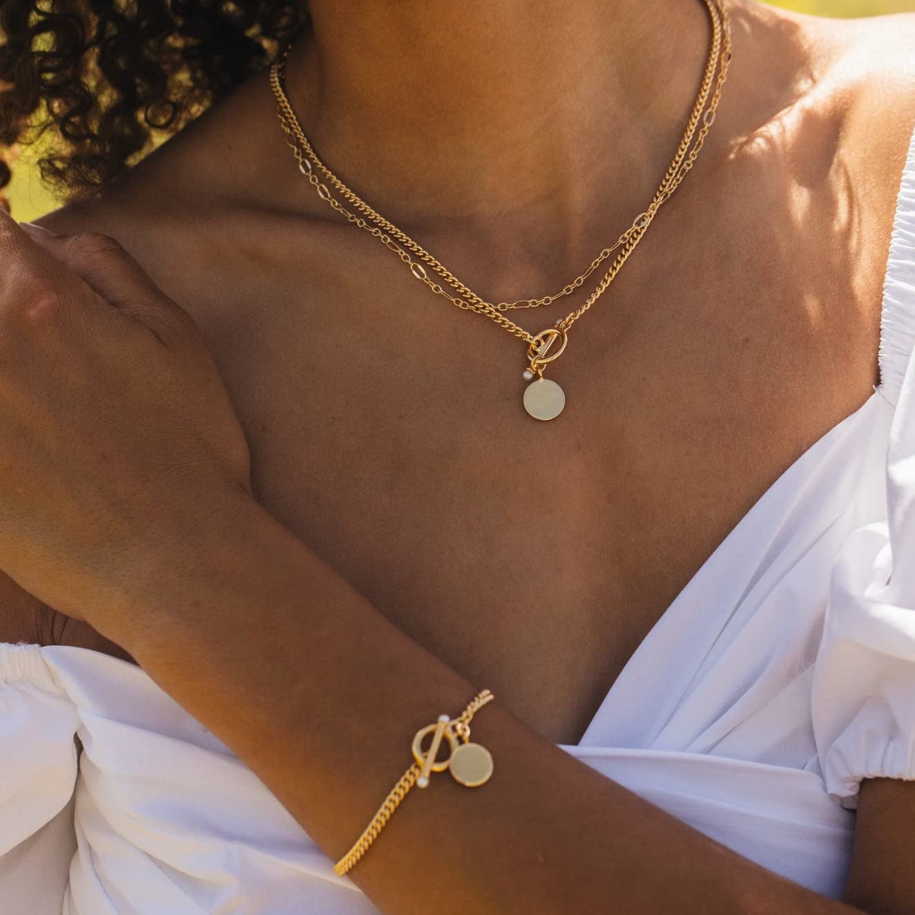 Custom Engraved Gold Toggle Bracelet for Women - Personalized Monogram Initial Jewelry Gift (7