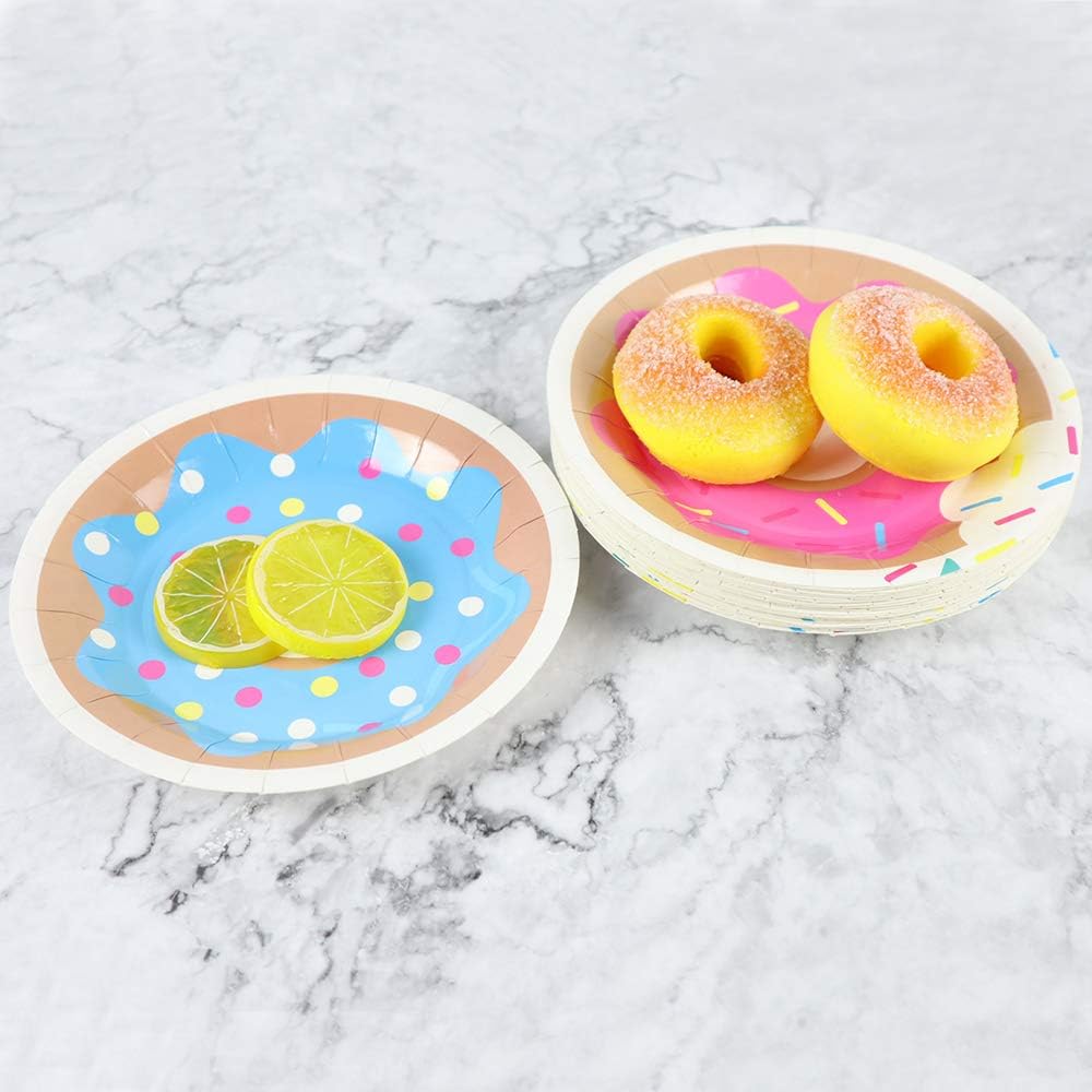 Pandecor 50-Pack 7 Inch Disposable Donut Paper Plates - Perfect for Birthday Parties, Baby Showers & Dessert Tables - Eco-Friendly Party Decorations