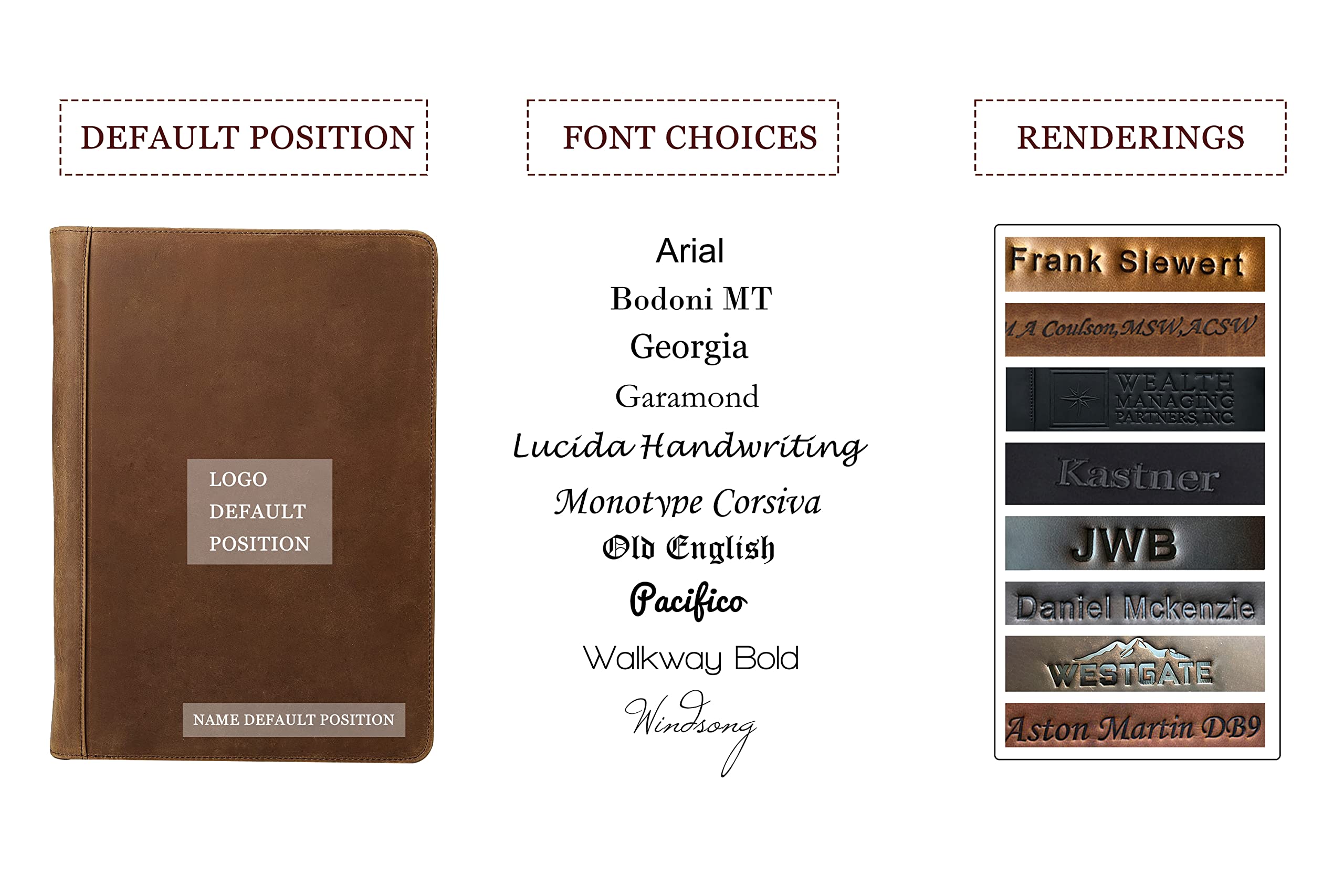 Personalized Leather Portfolio 3-Ring Binder with Zipper - Fits 13.3