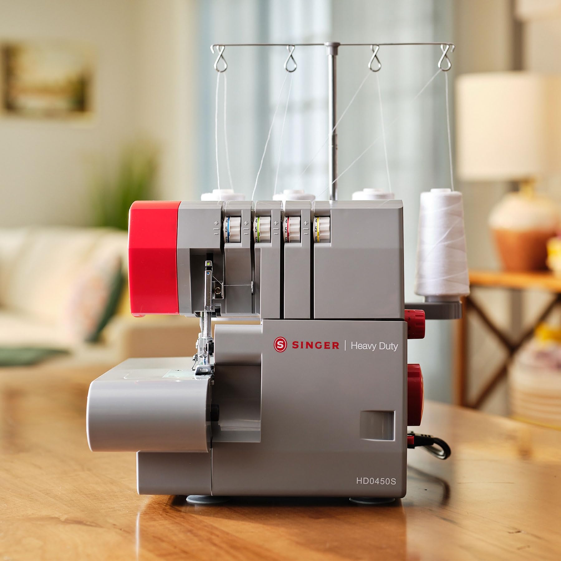 SINGER HD0450S Heavy Duty Serger Overlock Machine - 2/3/4 Thread, 1300 Stitches/Min, 60% Larger Knife, Differential Feed | Professional Sewing for Denim, Leather & Heavy Fabrics | Perfect for Home Tailoring & Fashion Design