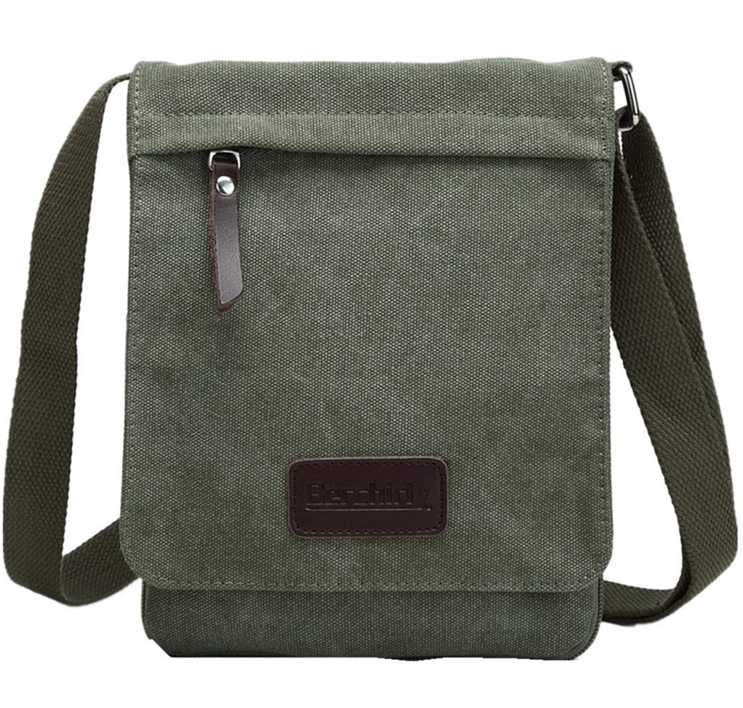 Vintage Canvas Leather Messenger Bag - Small Crossbody Bag with Organizer Pockets for Men & Women | Perfect for Work, Travel & Daily Use