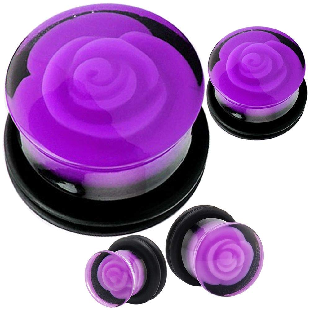 Rose Single Flare O-Ring Ear Plugs - 8mm to 20mm Ear Stretchers for Gauging & Body Jewelry - Perfect for Ear Stretching, Piercing Care & Alternative Fashion