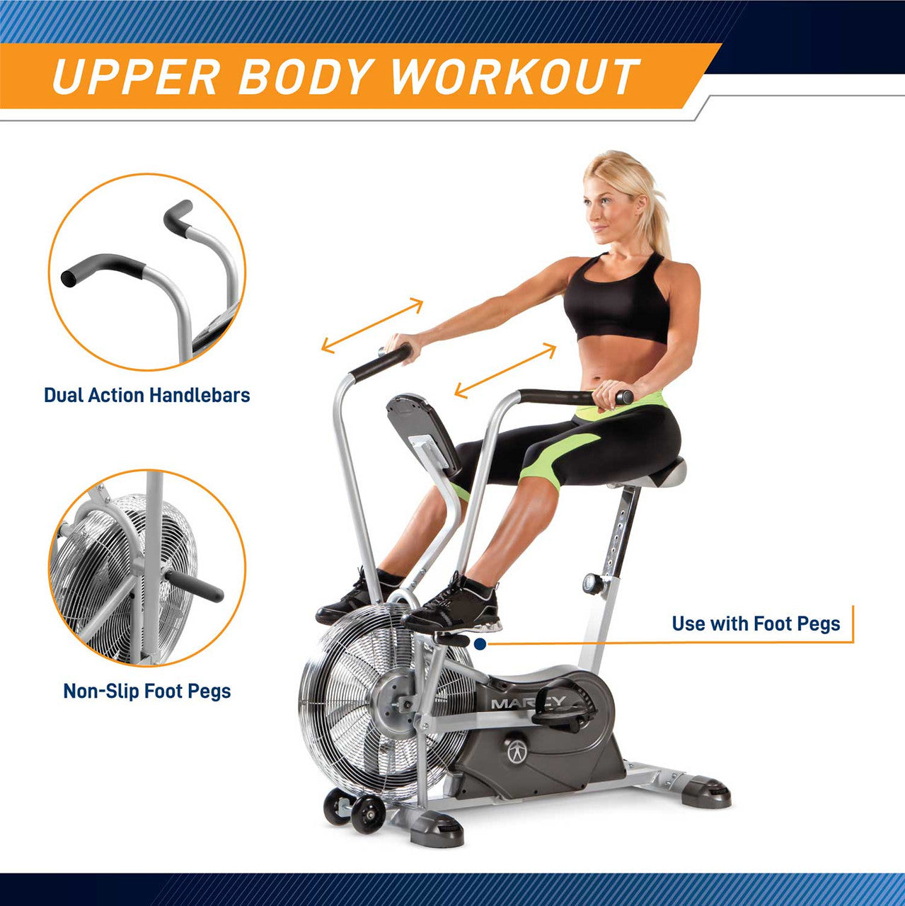 Premium Marcy AIR 1 Exercise Fan Bike - Indoor Cycling Bike for Home Gym & Cardio Workouts - Perfect for Weight Loss, Fitness Training & Home Exercise