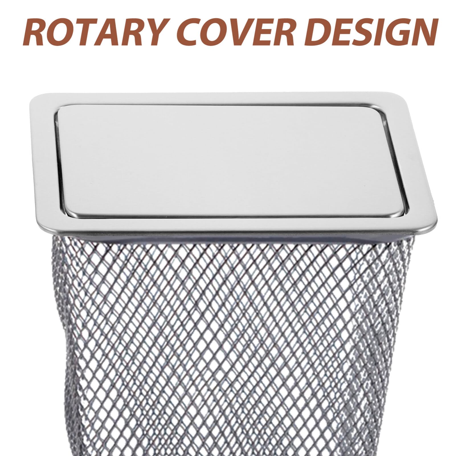 Zerodeko Stainless Steel Waste Chute Lid - Square Trash Can Replacement Cover with Swing Design, 430 Stainless Steel Clamshell Construction - Perfect for Kitchen, Bathroom & Outdoor Garbage Bins