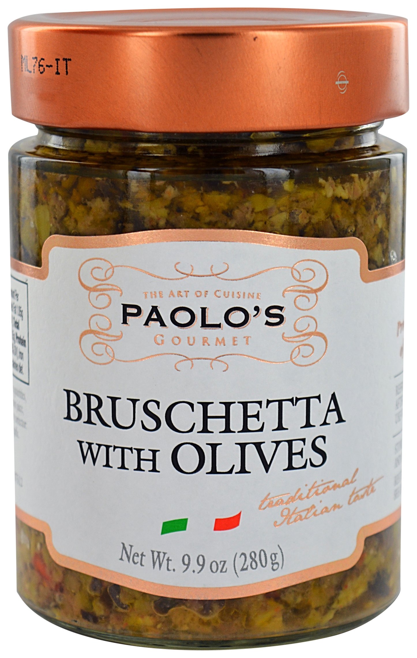 PAOLO Antipasto Jar - Premium Bruschetta Olives in Olive Oil, 10 oz | Italian Appetizer for Charcuterie Boards, Pasta & Salads | Perfect for Parties & Gourmet Cooking