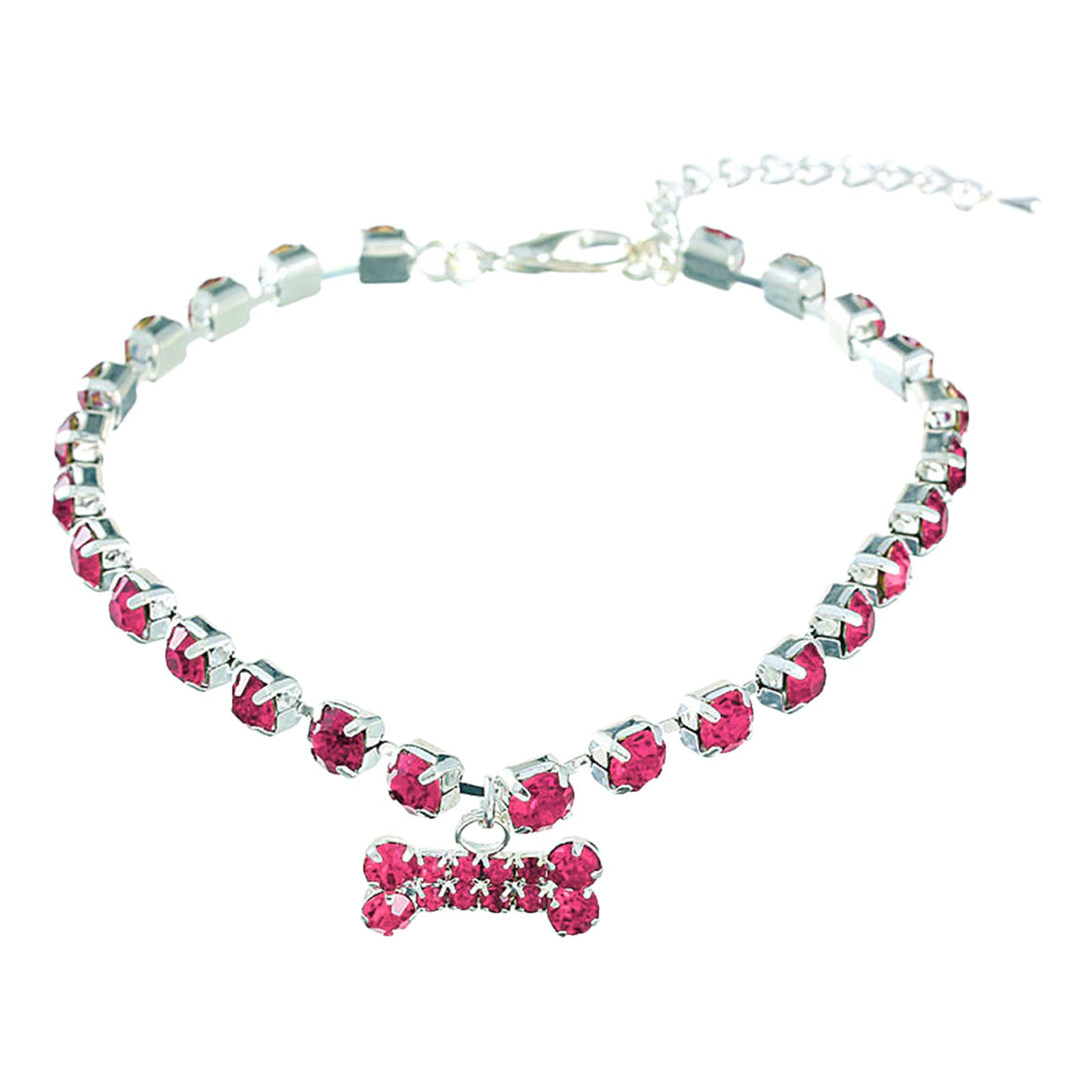 Sparkling Diamond Pet Collar for Dogs & Cats - Adjustable Rhinestone Dog Collar with Flash - JKRED JKb100 (Pink, Large) - Perfect for Parties, Weddings & Special Occasions