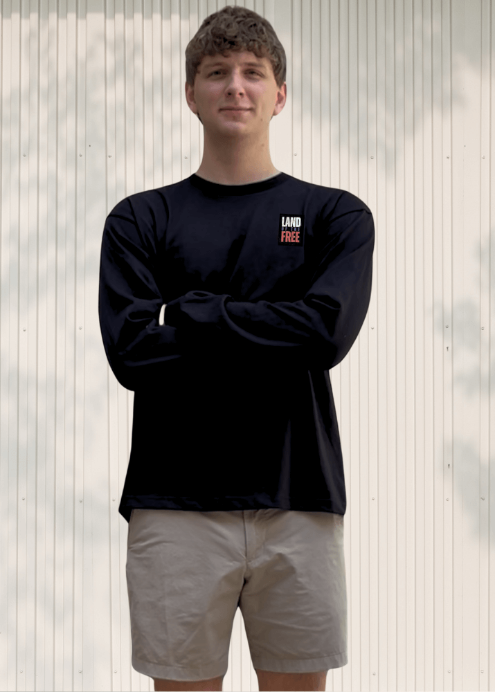 Land of the Free Patriotic Men's Long Sleeve Cotton T-Shirt - Comfortable American Flag Graphic Tee for Casual Wear & Outdoor Activities