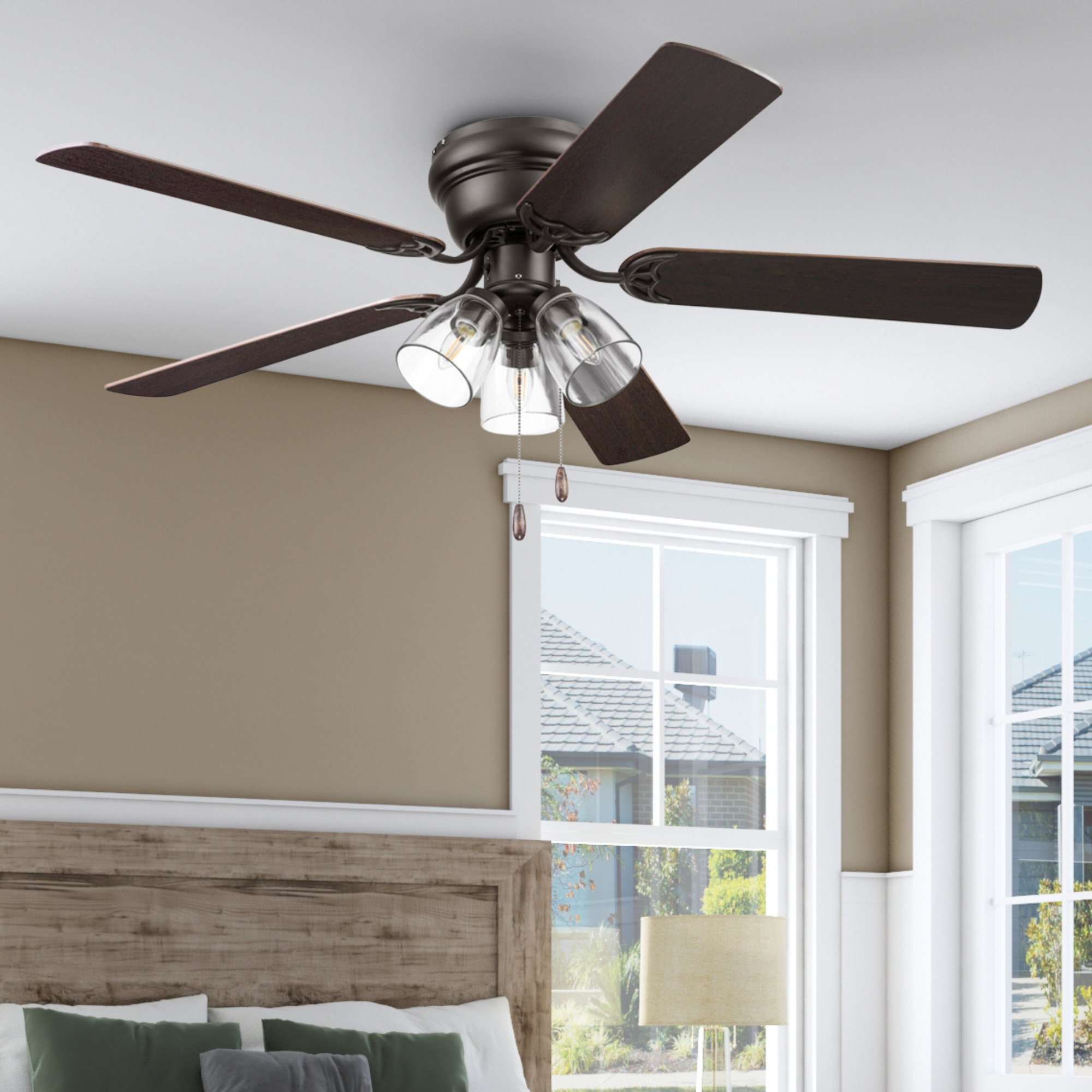 52 Inch Renton Ceiling Fan with Espresso Bronze Finish & Pull Chain - Perfect for Living Room, Bedroom, and Outdoor Spaces