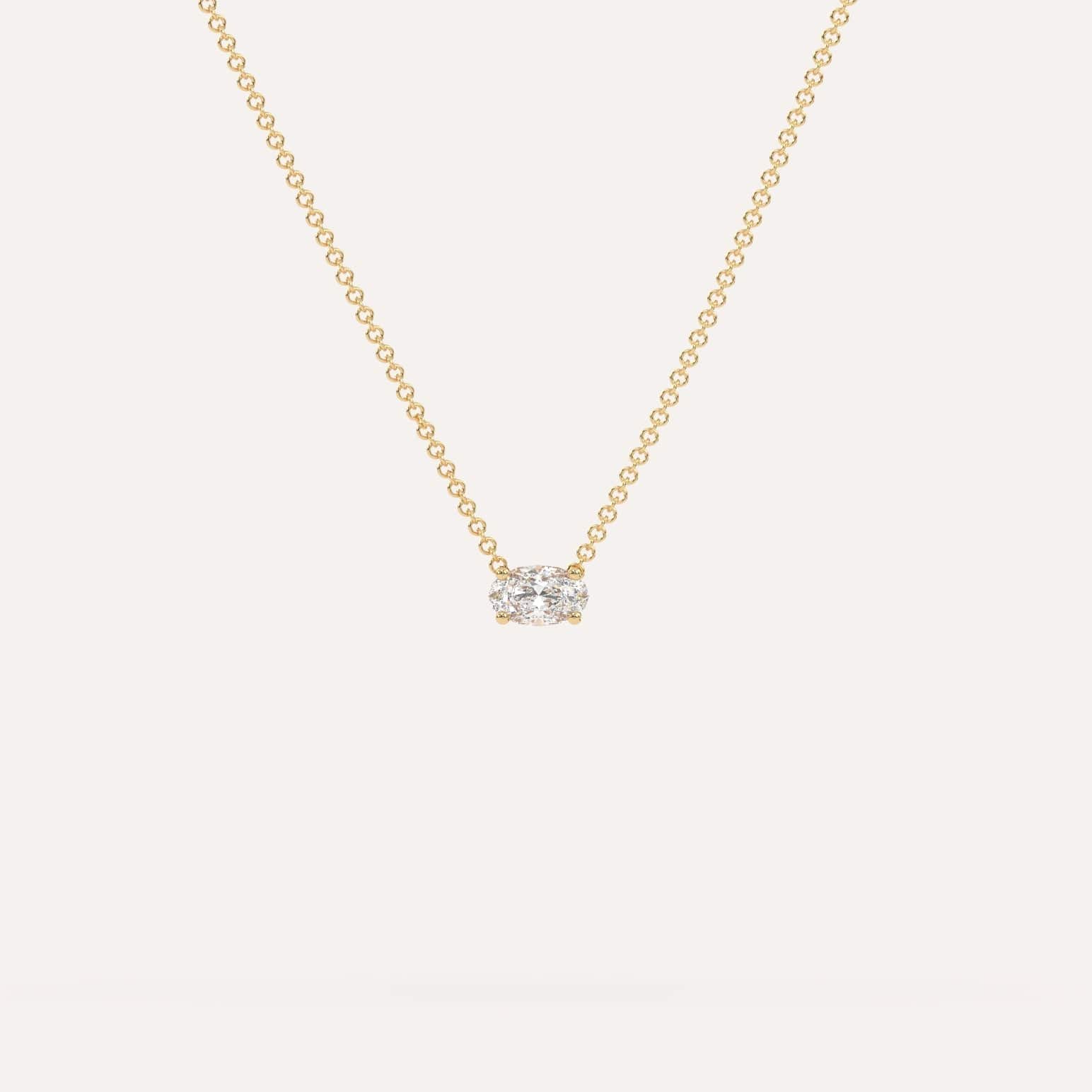 1/4 Carat Oval Floating Diamond Necklace - Elegant Dainty Pendant for Women - Perfect for Weddings, Anniversaries & Special Occasions