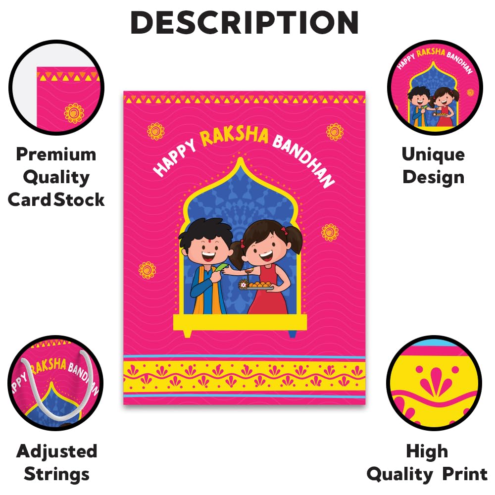 Festiko® Happy Raksha Bandhan Gift Bag for Brother & Sister - Premium Rakhi Goodie Bag for Siblings, Raksha Bandhan Decorations (1 Piece) - Perfect for Hindu Festival Gifting, Sibling Bonding & Home Decor