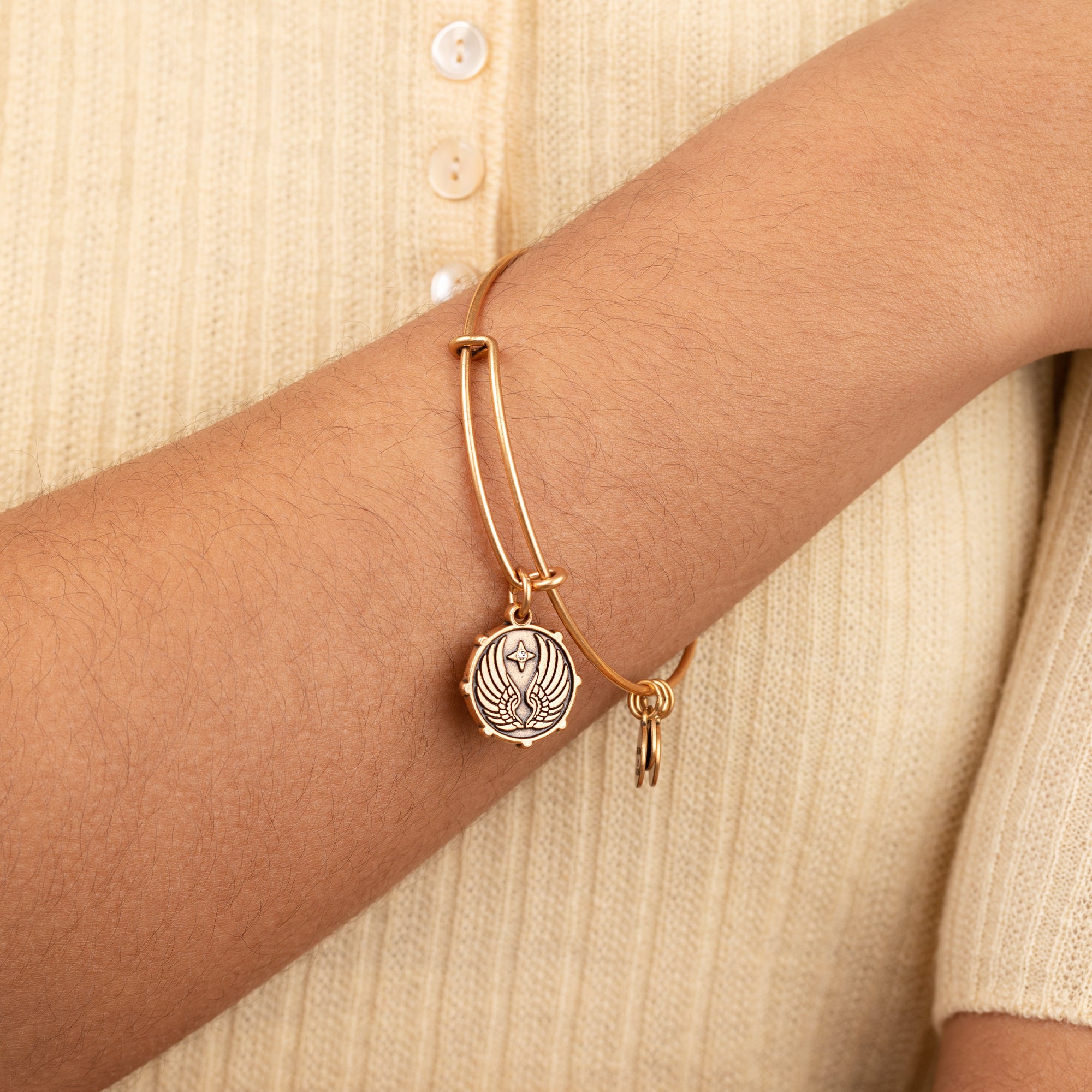 Guardian Angel Wings Charm Bangle Bracelet for Women - Sterling Silver Adjustable Inspirational Jewelry Gift for Mom, Sister, Daughter - Perfect for Everyday Wear, Special Occasions & Protection Symbol