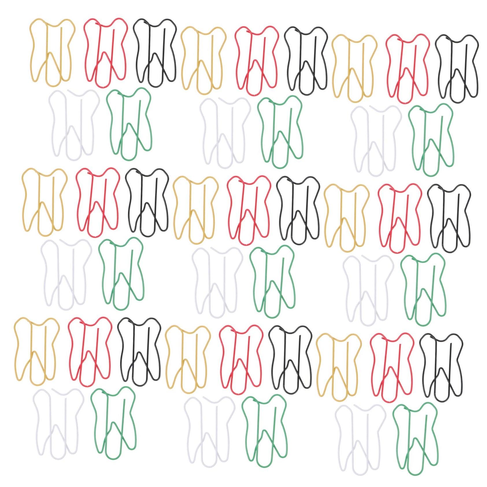 NUOBESTY 50pcs Tooth Shaped Paper Clips - Decorative Office Supplies, Fun Page Markers & Bookmarks for School, Office & DIY Crafts (Random Colors) - Perfect for Organizing Documents, Scrapbooking & Gift Wrapping