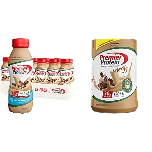 Premier Protein Café Latte Protein Shake & Powder - 30g Protein, 1g Sugar, 24 Vitamins & Minerals - Whey Protein Supplement for Weight Loss, Muscle Recovery & Energy Boost - Perfect for Post-Workout, Breakfast or On-the-Go Nutrition