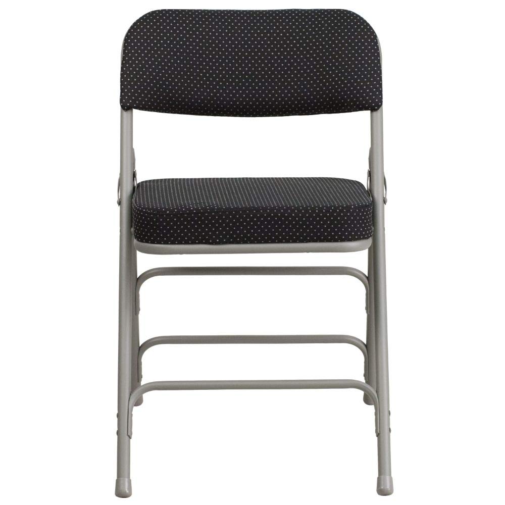 Premium Black Pin-Dot Fabric Metal Folding Chairs (Pack of 4) - Hercules Series with Curved Triple Braced & Double Hinged Design for Events, Parties, and Home Use