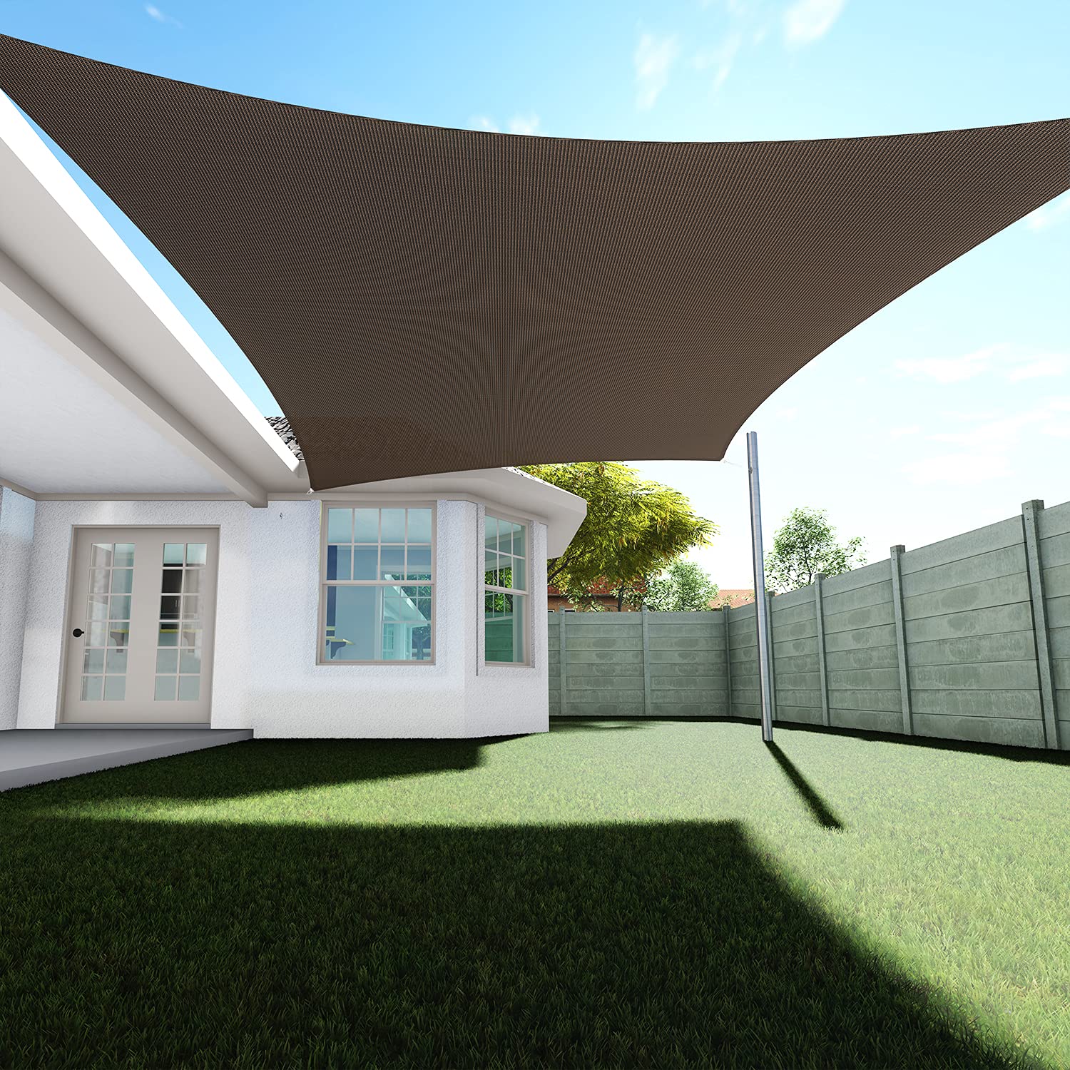 Premium 8' x 9' Brown Coffee Sun Shade Sail - UV Resistant HDPE Fabric, Breathable & Durable Outdoor Canopy for Patio, Pool, Garden, and Commercial Use - TANG Sunshades Depot