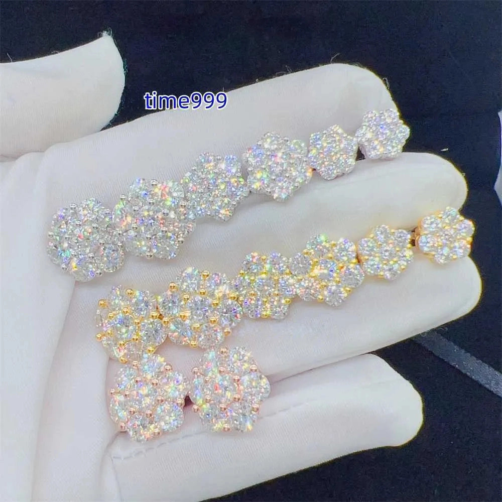 8mm Moissanite Flower Earrings - VVS Iced Out Cubic Zirconia Studs for Women - Perfect for Parties, Weddings & Everyday Elegance