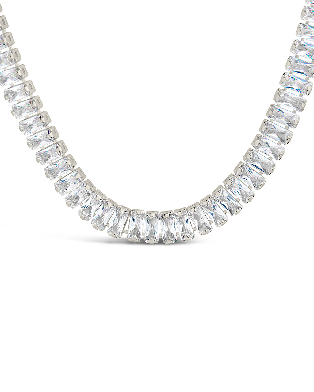 Elegant Sarai CZ & Chain Tennis Necklace - Sparkling Cubic Zirconia Jewelry for Women - Perfect for Parties, Weddings & Special Occasions