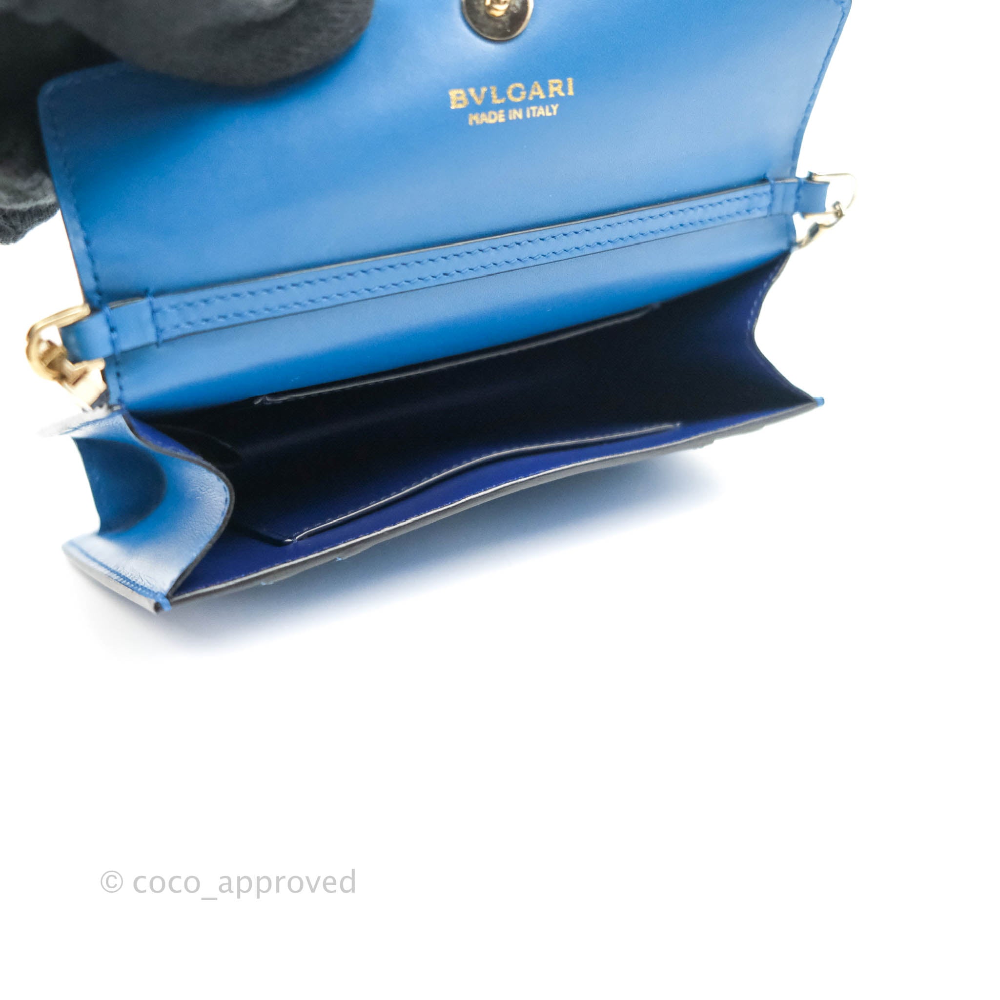 Bvlgari Serpenti Forever Mini Bag in Blue with Gold Hardware - Luxury Crossbody Bag for Women, Perfect for Evening Events & Date Nights