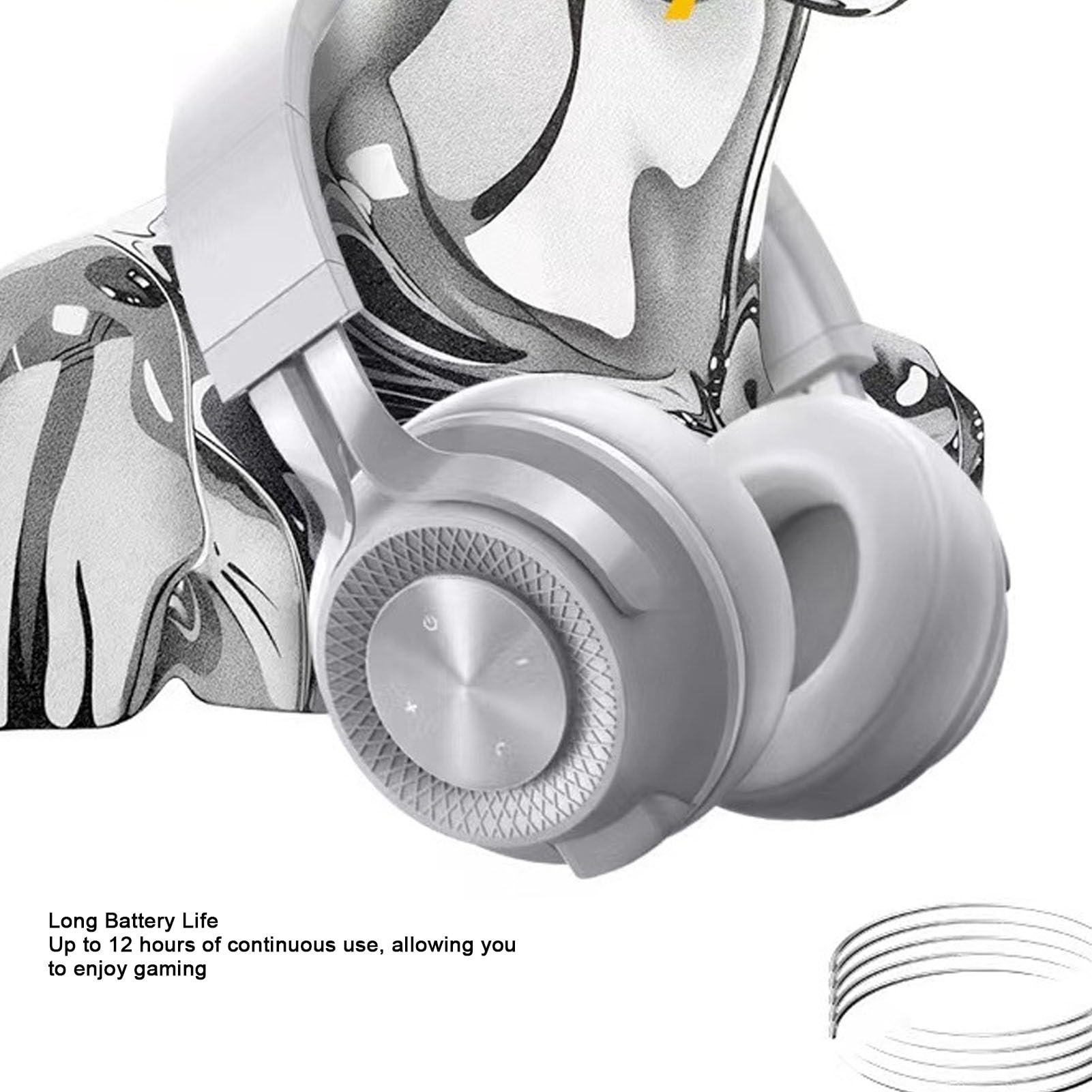GOWENIC Wireless Gaming Headset with Noise Cancelling Mic - Bluetooth Over-Ear Headphones for PS5, Xbox One, PC & Mobile - Foldable Design with Memory Foam Cushions & Deep Bass (White) - Perfect for Gaming, Streaming & Online Meetings