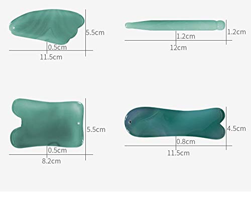 7-Piece Jade Gua Sha Massage Set - Natural Stone Body Scraping Tools for Face & Neck Care - Professional Chinese Medical Therapy Kit for Pain Relief & Relaxation - Perfect for Home Spa, Self-Care Routine & Wellness Therapy