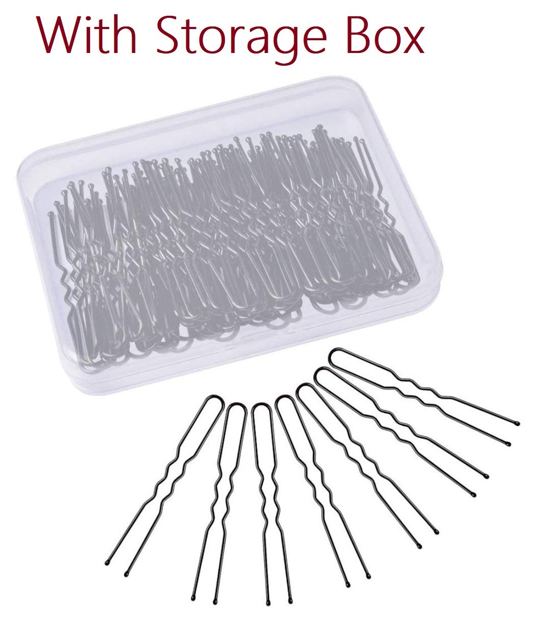 MANODHRUVA® 100 Pcs U-Shaped Bobby Pins for Updos, Braids & Buns - Black Metal Hair Clips (6.5cm, 100-Pack) - Perfect for Weddings, Prom & Everyday Hairstyling