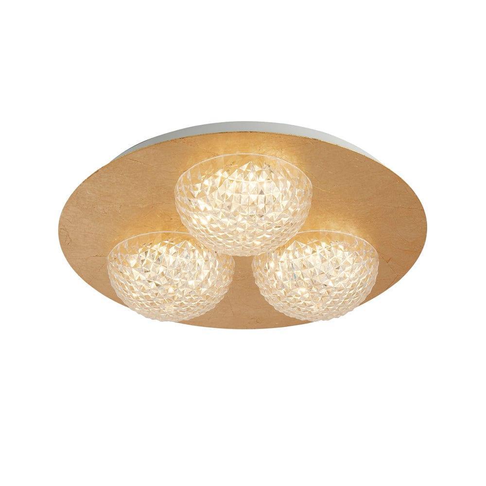 Celestia 3-Light Round LED Flush Mount Ceiling Fixture in Gold & Acrylic - Modern Lighting for Bedroom, Living Room & Hallway