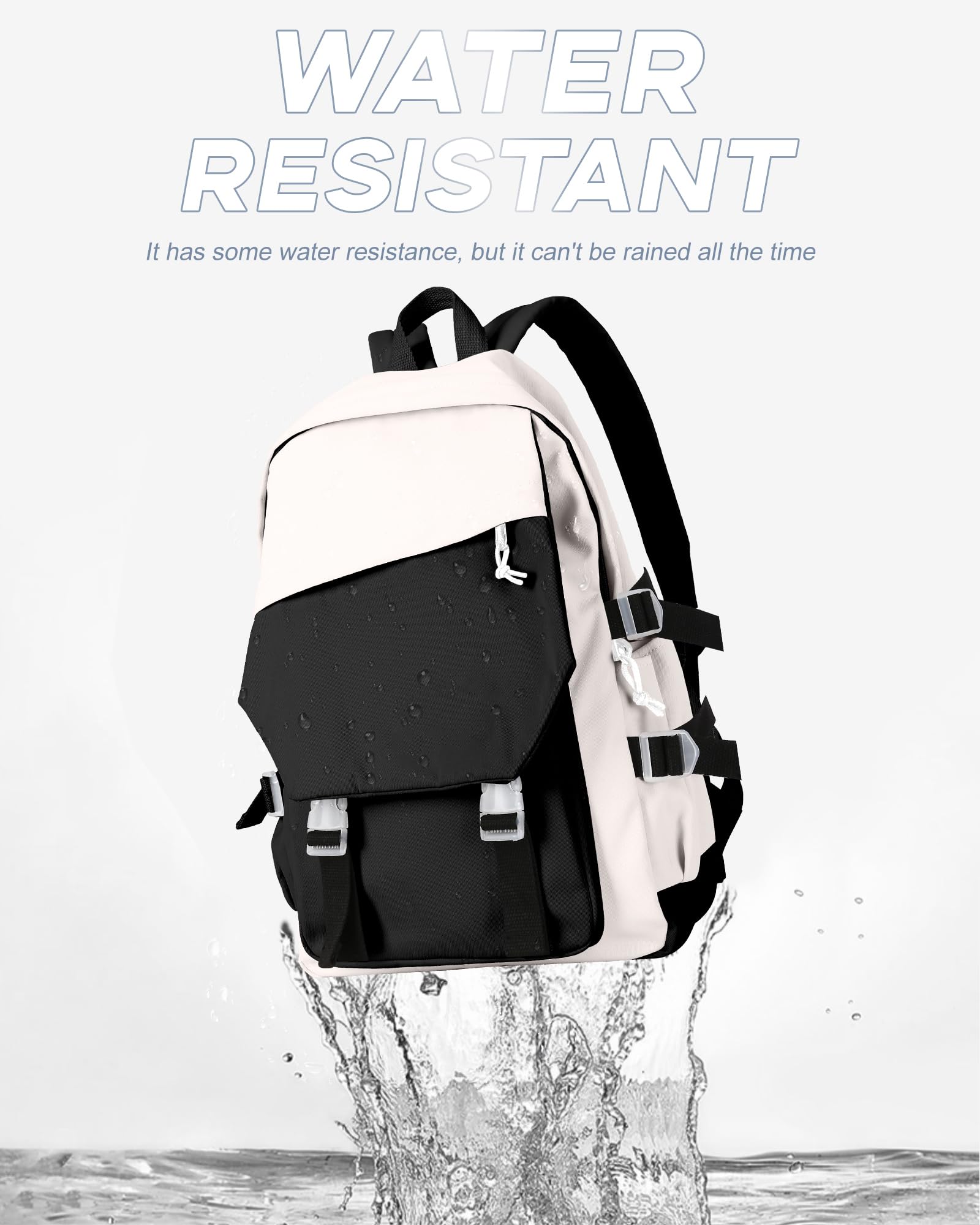 Stylish Black Small Backpack for Women & Men - Lightweight Aesthetic College Backpack, Travel Bag, Hiking Daypack for School, Work, Gym & Outdoor Adventures