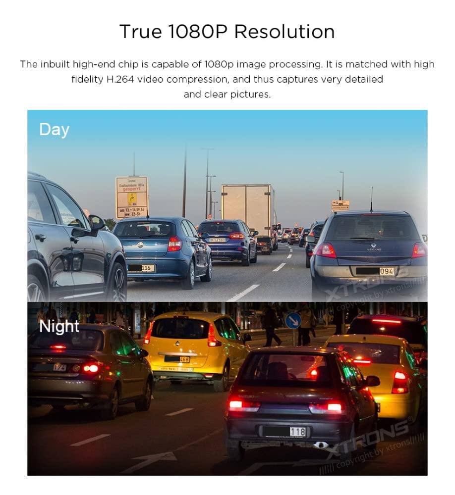 XTRONS Full HD 1080P Car Dash Camera with 140° Wide Angle Lens, Loop Recording & Night Vision - Car DVR Driving Recorder for Accident Evidence, Road Trip Safety & Daily Commuting Protection