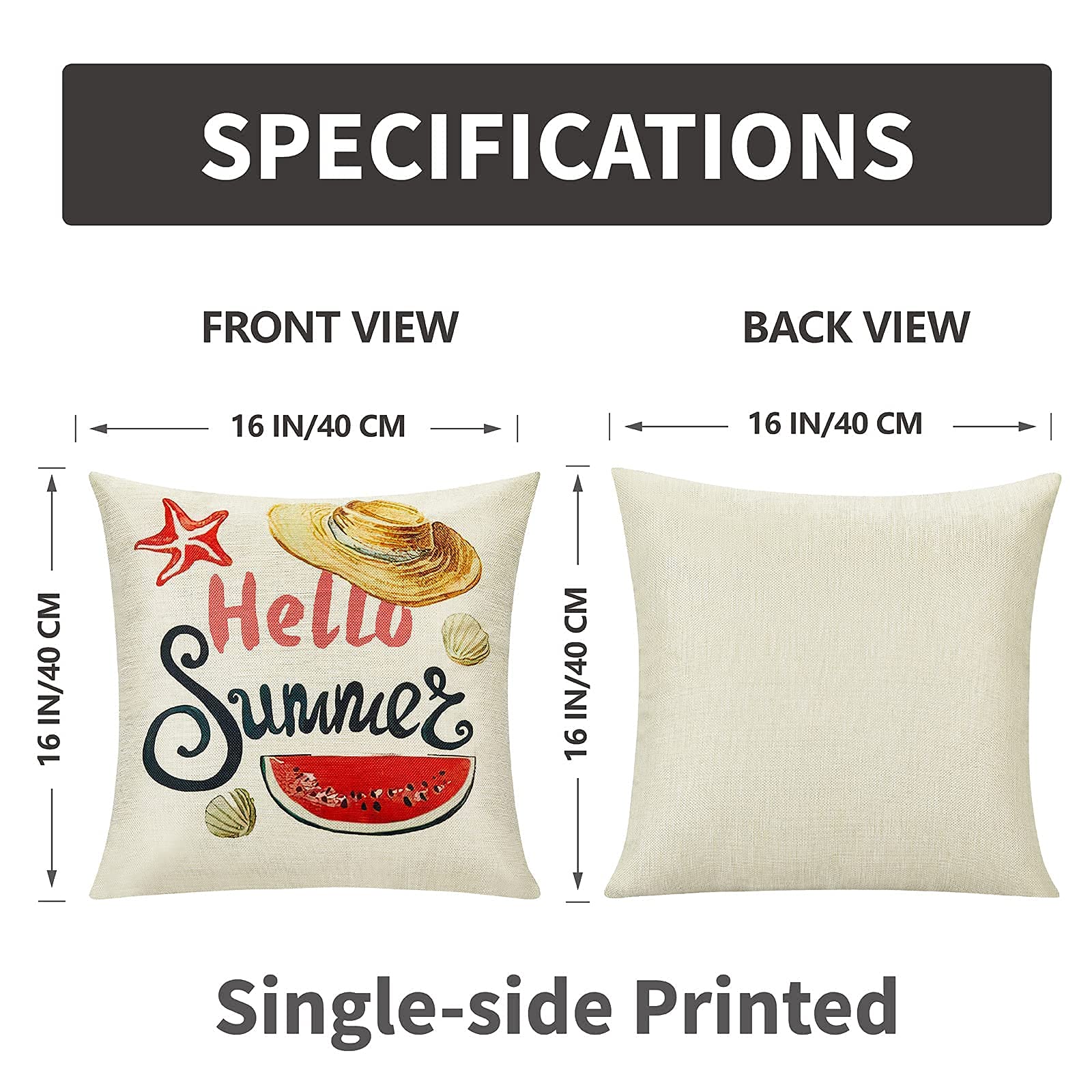 16x16 Summer Pillow Covers Set of 4 - Farmhouse & Boho Decorative Cushion Cases for Sofa, Couch, Bedroom - Perfect for Home Decor, Living Room Accents & Seasonal Styling