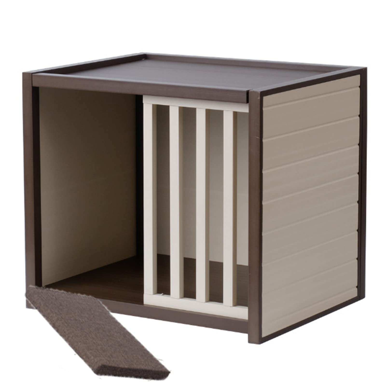 BFLAKWM Hidden Cat Litter Box Enclosure - Wooden Washroom Storage Cabinet Bench with Cushion, Fence Gate & Side Table | Discreet Litter Box Cover for Living Room, Bedroom | Perfect for Small Spaces & Pet Owners