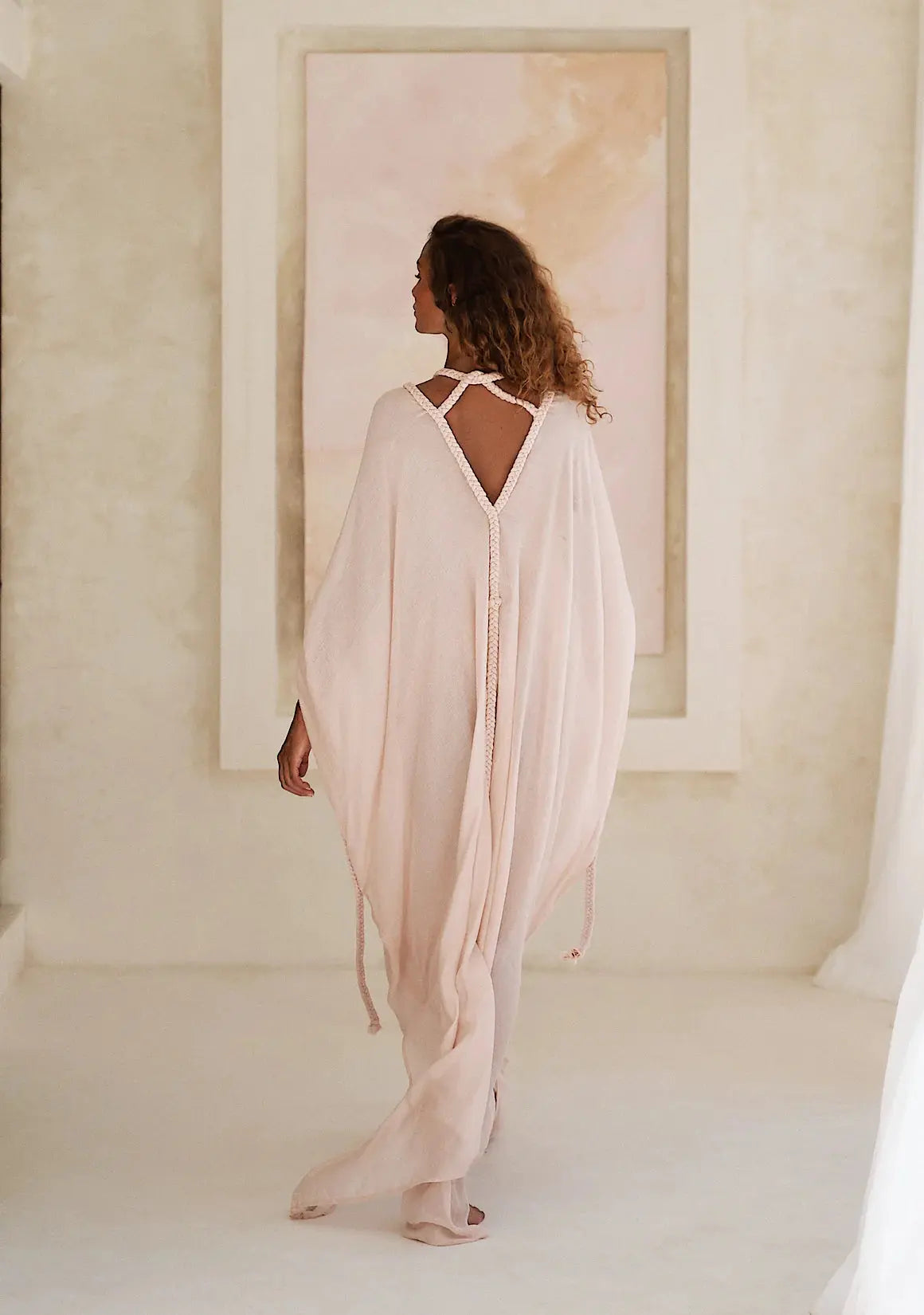 Tan Moodstories Angel Beachwear Tunic Coverup Kimono Maxi Dress - Stylish Summer Coverup for Beach, Pool, Vacation & Boho Fashion