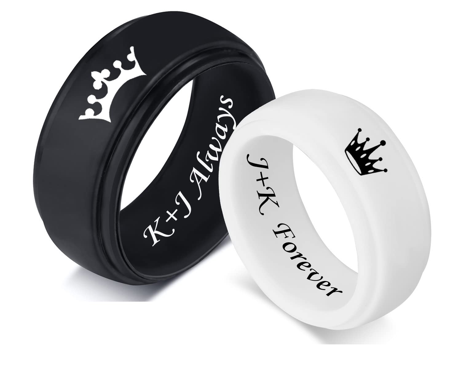 2Pcs Personalized Silicone Couple Rings - 8MM Breathable Rubber Wedding Bands with Step Edge Design for Him & Her - Comfort Fit Promise & Engagement Rings - Ideal Birthday Gift for Husband/Wife - 7 Color Options - Perfect for Everyday Wear, Gym, Swimming & Outdoor Activities