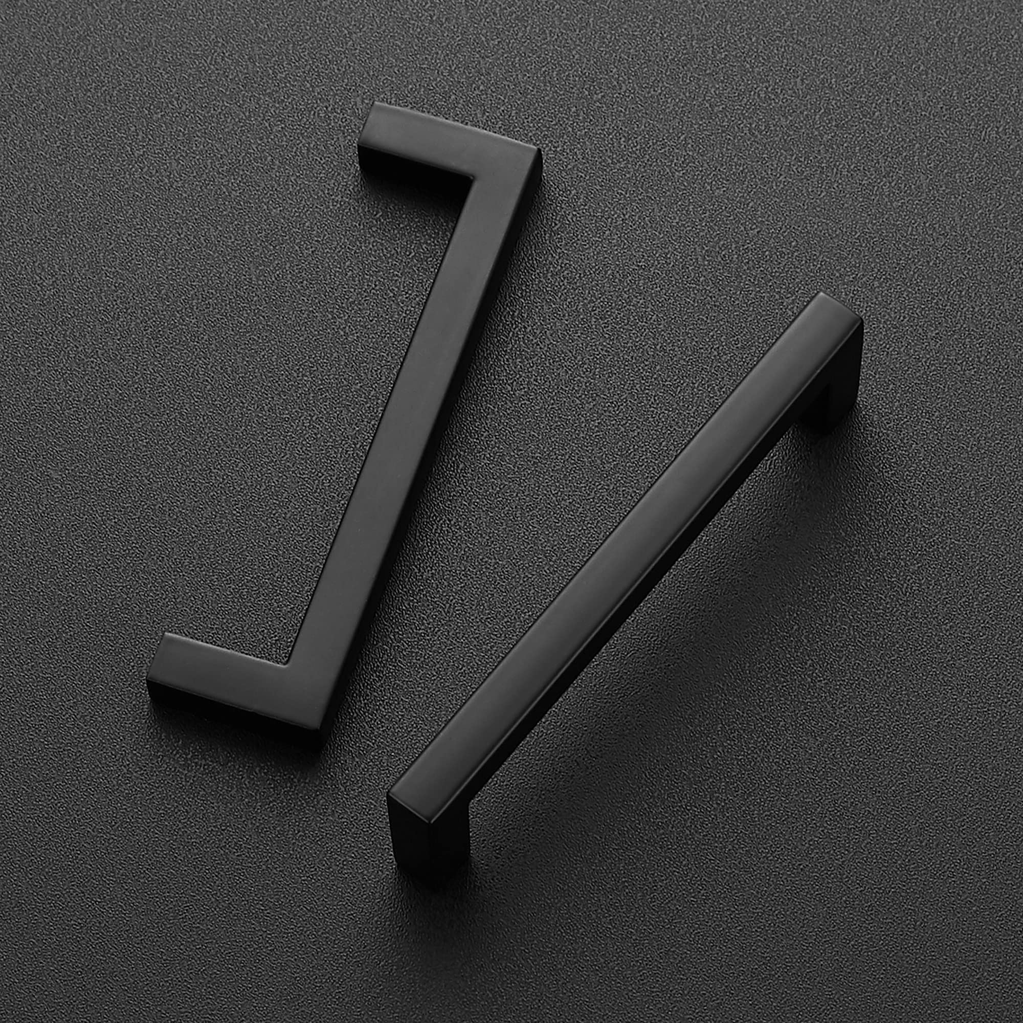 5 Pack Matte Black Slim Square Bar Drawer Pulls - 3-3/4