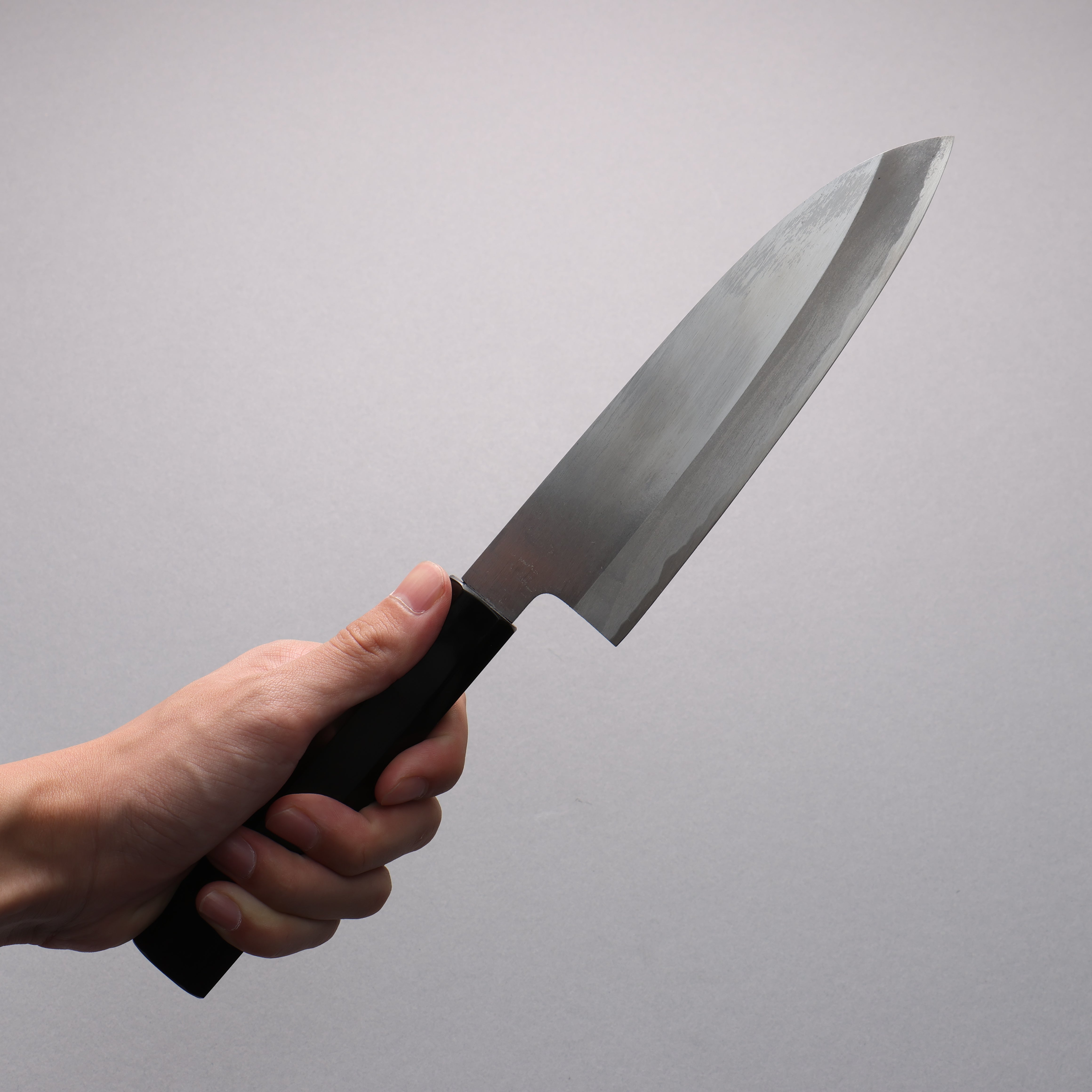 Premium Minamoto Akitada White Steel No.2 Santoku Knife 180mm with Ebony Wood Handle - Japanese Chef Knife for Slicing, Dicing & Mincing - Perfect for Home Cooks & Professional Kitchens