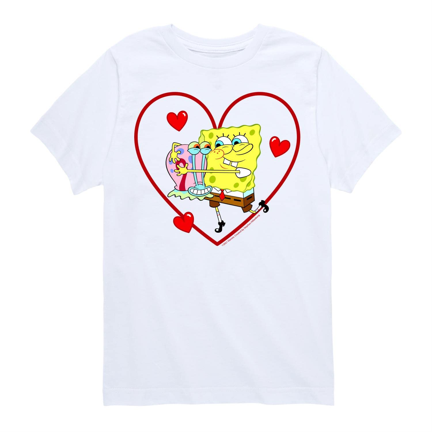 Spongebob Squarepants Valentine's Day Graphic T-Shirt for Toddlers & Kids - Soft Cotton Short Sleeve Tee - Perfect for School, Parties & Holiday Gifts