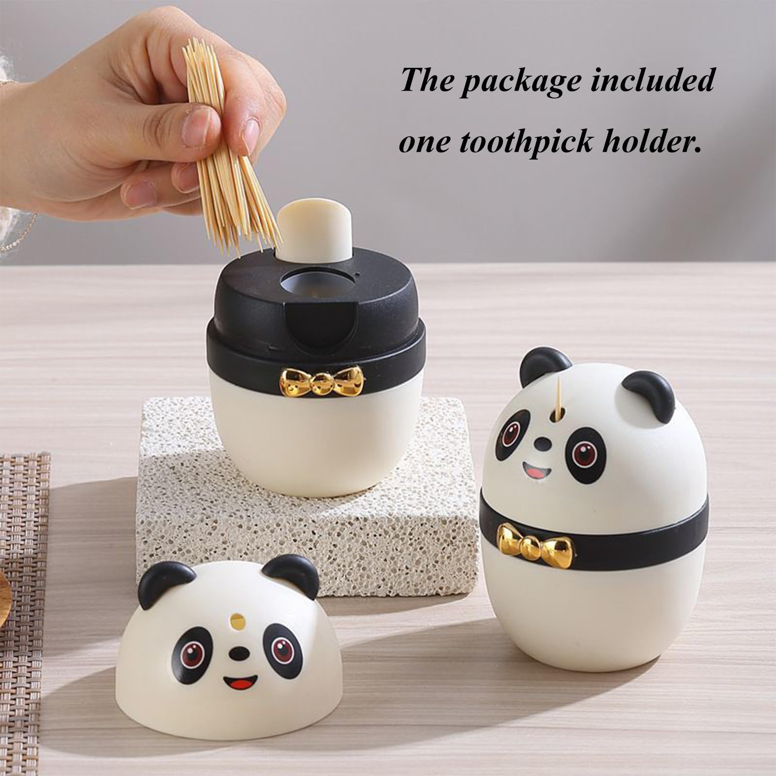 Automatic Cute Panda Toothpick Dispenser Holder - Thickened Novelty Toothpicks Container for Kitchen, Restaurant & Hotel Use - Sturdy Safe Portable Toothpick Storage Box - Perfect for Dining Tables, Parties, and Home Decor