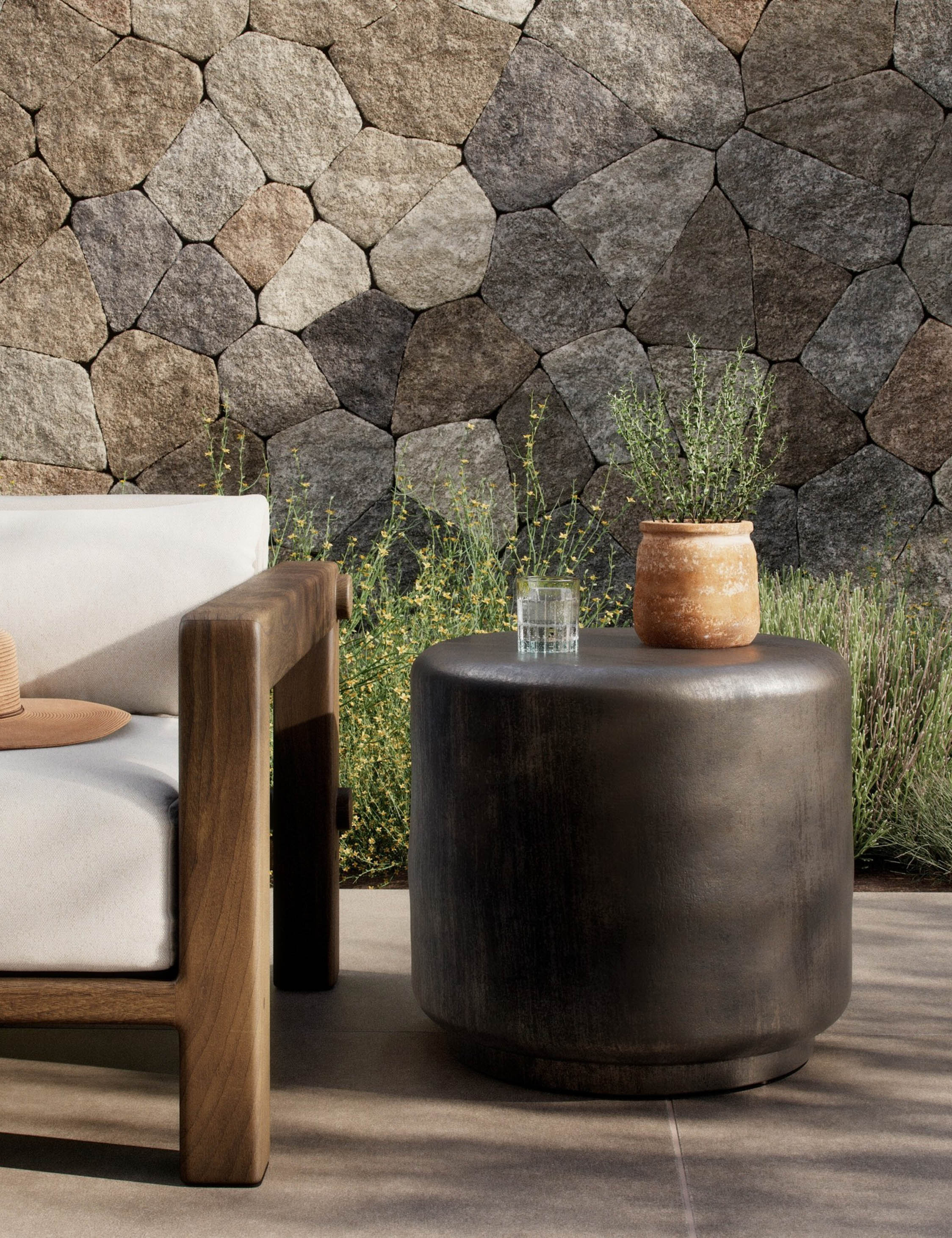 Venetia Round Side Table - Indoor & Outdoor Use - Modern Design by Amber Lewis x Four Hands - Perfect for Patio, Garden, and Living Room Decor