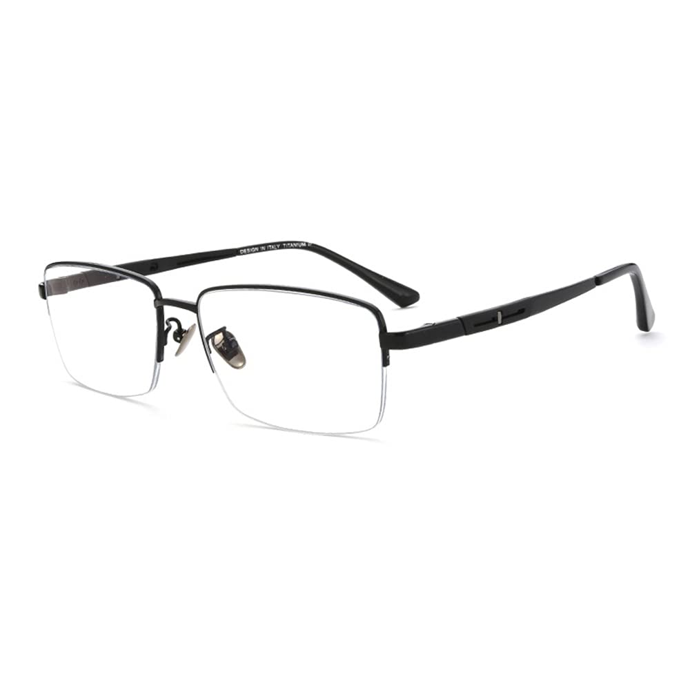 Premium Multifocal Anti-Blue Light Reading Glasses for Men - Pure Titanium Frame, Anti-Fatigue Computer Glasses +1.00 Strength (Black) - Ideal for Office Work, Gaming & Digital Screen Use