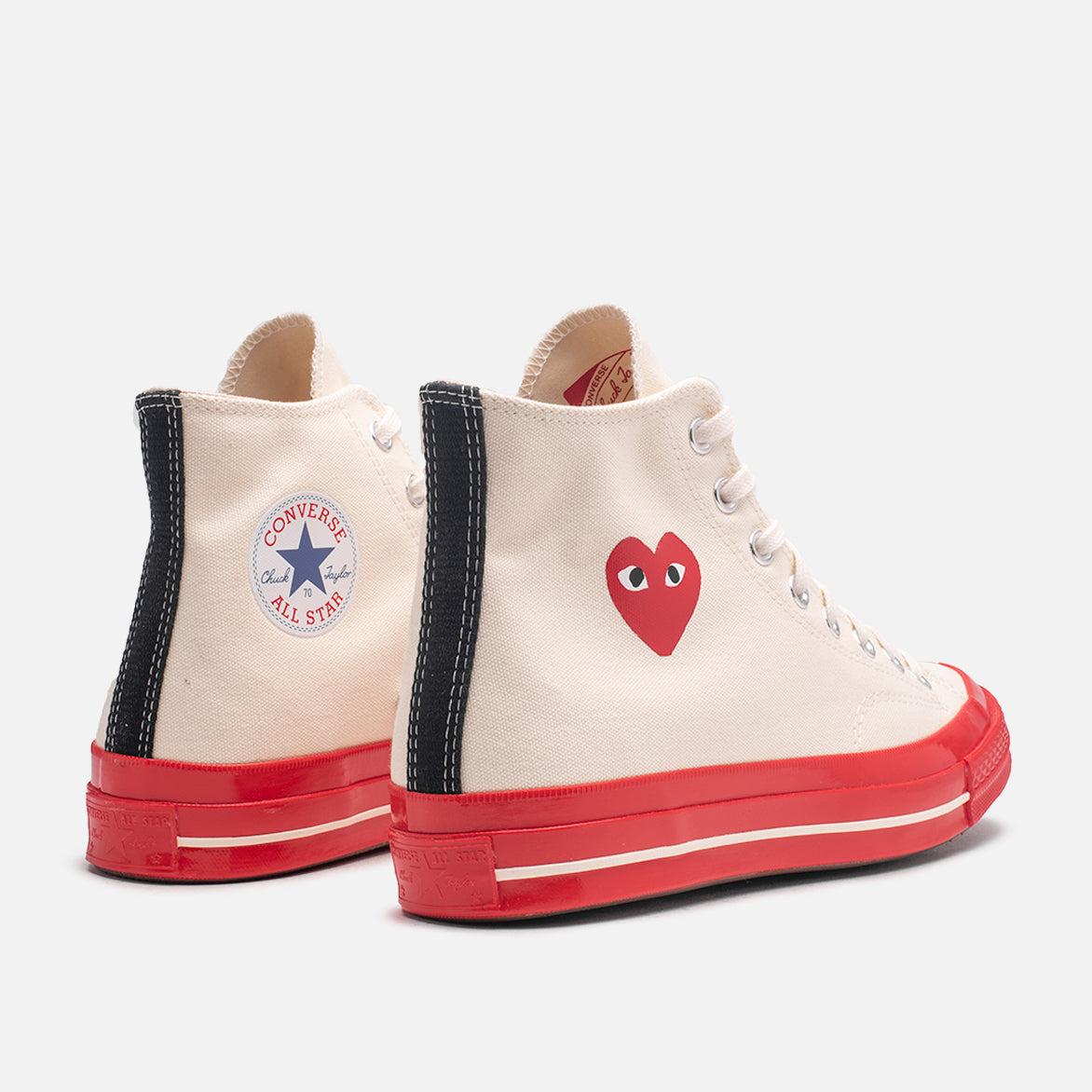 CDG PLAY x Converse Chuck 70 High Top Sneakers - Pristine White & Red Heart Logo - Streetwear Fashion for Men & Women | Perfect for Casual Outfits & Urban Style
