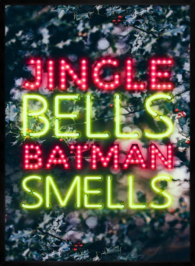 Jingle Bells Neon Christmas Print - Vibrant Holiday Wall Art for Home & Office Decor - Perfect for Christmas Party, Living Room, Bedroom & Seasonal Festive Decorations