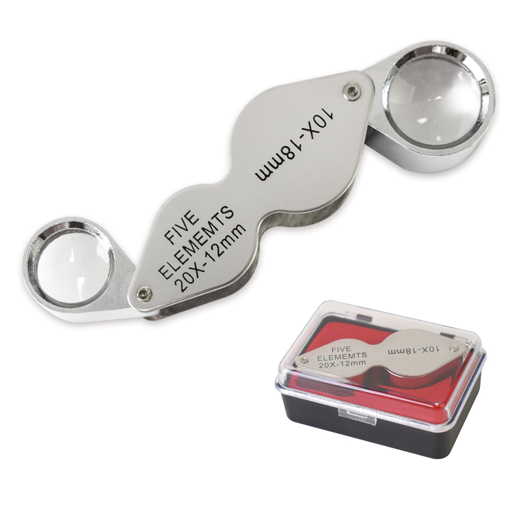 10X 20X Jewelers Loupe with Dual Lenses - Foldable Pocket Magnifier for Jewelry, Diamonds, Coins & Watches - Includes Storage Box - Perfect for Gem Appraisal, Coin Collecting & Watch Repair