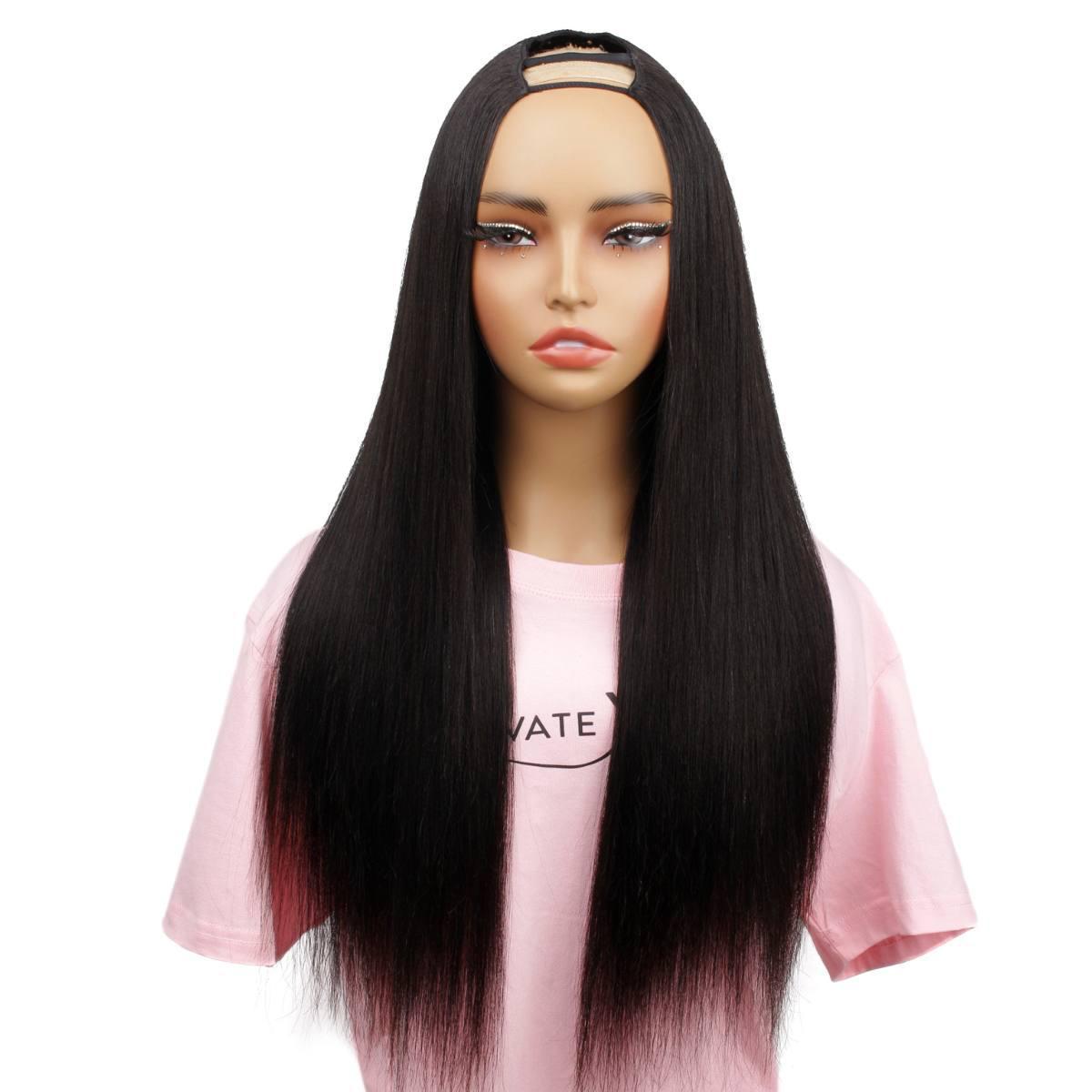 Yaki Straight U Part 100% Human Hair Wig for Black Women - Natural Looking Lace Front Wig for Everyday Wear & Special Occasions