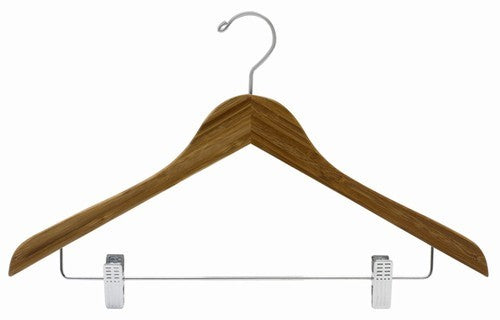 Premium Dark Bamboo Clothes Hangers - Space Saving Flat Design for Closet & Wardrobe Organization - Ideal for Home, Office, and Travel Use