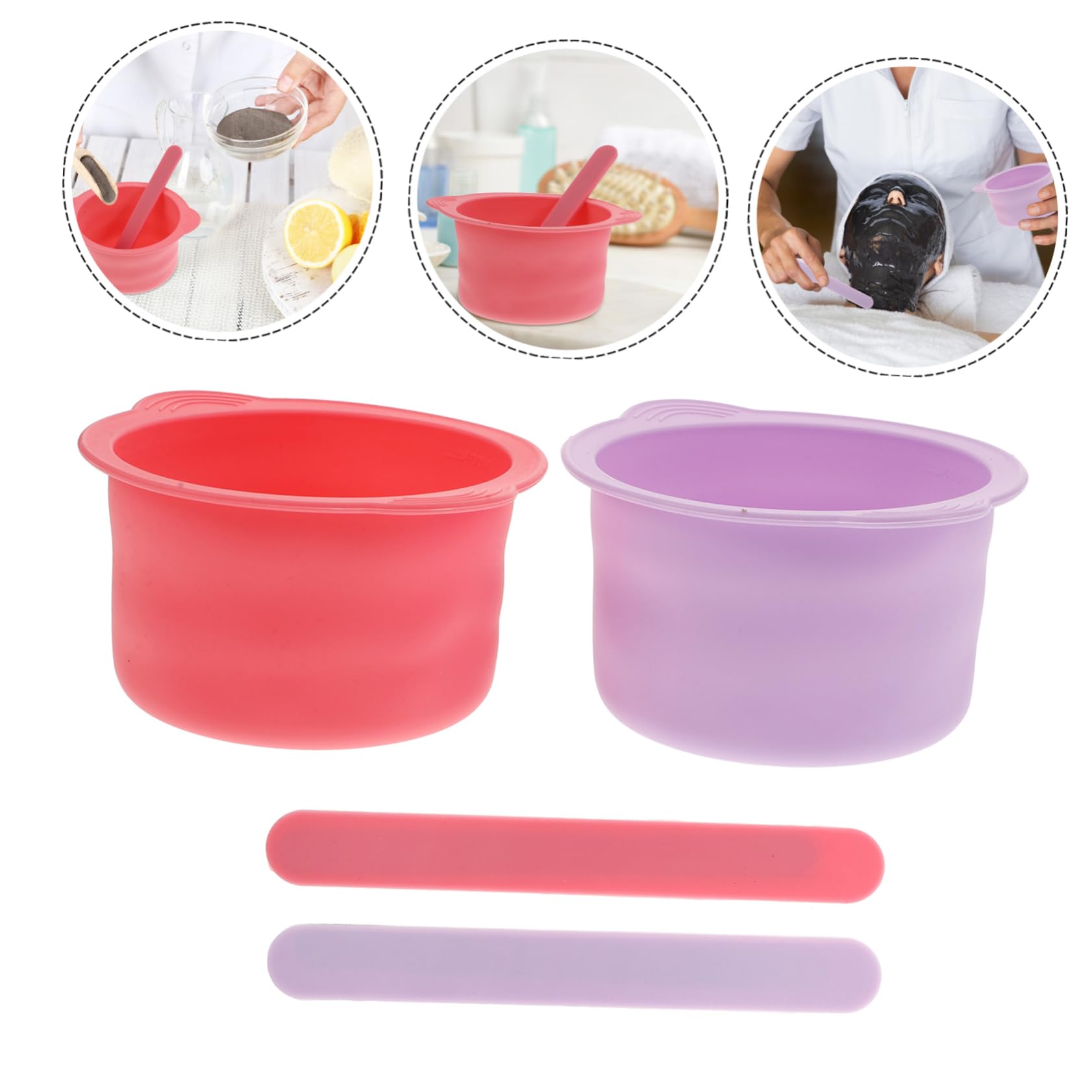 Didiseaon 4-Pack Silicone Wax Bowl Liners - Non-Stick, Reusable & Foldable Wax Warmer Replacement with Wax Spatula Sticks - Perfect for Hair Removal, Eyebrow Shaping & DIY Waxing at Home - Pink