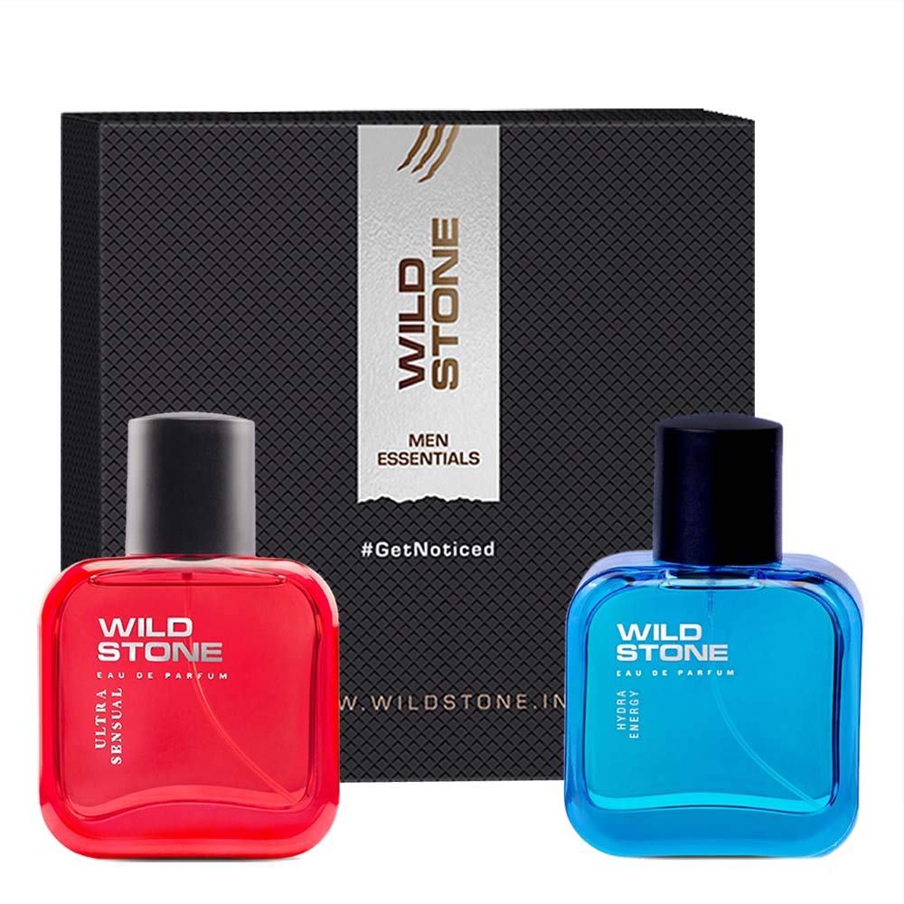 Wild Stone Ultra Sensual & Hydra Energy Perfume Gift Set - 2 x 50ml Eau de Toilette for Men - Romantic Date Night & Special Occasion Fragrance