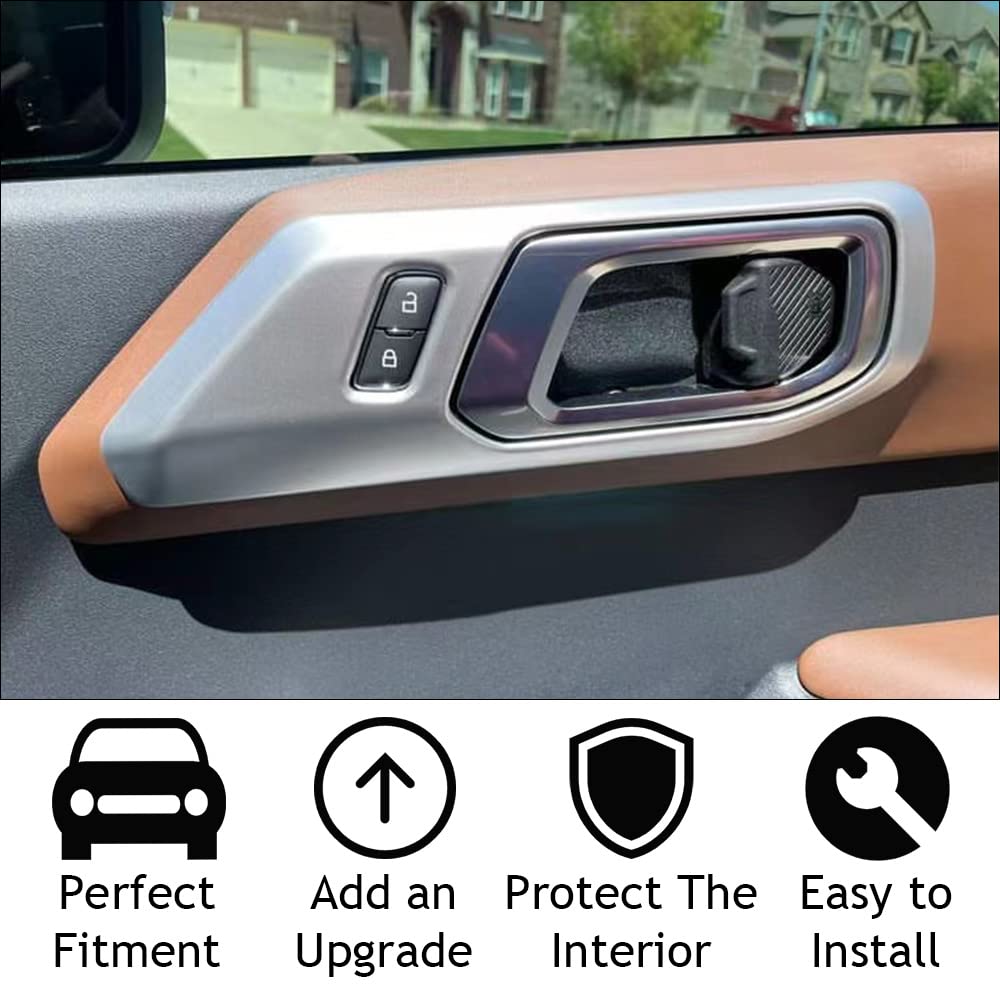 Muslogy 8-Piece Car Interior Hardware Handle Set - Silver Carbon Fiber Gear Shift Panel Cover, Door Handle Bowl & Steering Wheel Accessories | Perfect for Car Modifications & Interior Upgrades
