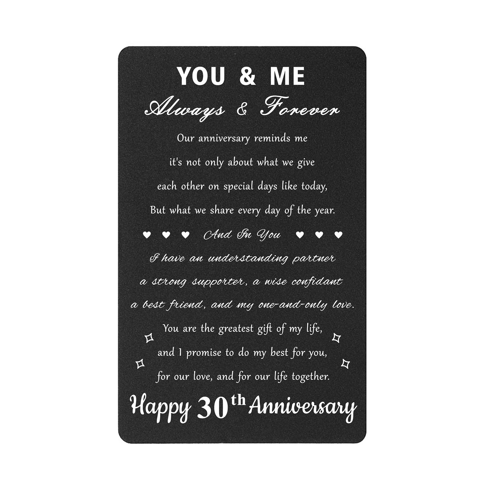 30th Anniversary Card for Men & Couples - Personalized Engraved Wallet Card Gift for 30 Year Wedding Anniversary - Perfect for Spouse, Husband, or Partner Celebration